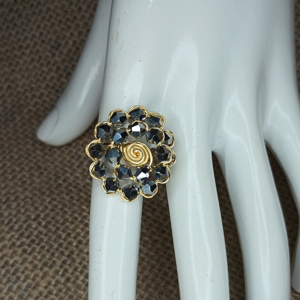 Handmade Wire Wrapped Crystals Ring